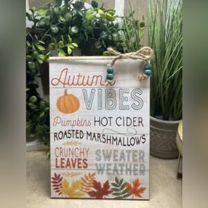 🌸 4 for $20 Autumn Vibes  Pumpkins Autumn SIGN Wall Art Door Hanger Wood Decor